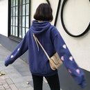 原宿草莓刺绣淡紫色粉色卫衣秋冬女可爱宽松长袖上衣超大连帽衫 XXL