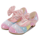 Girls' Leather Shoes Princess 2021 CHILDREN'S Shoes round-Toe Soft-Sole Big girls High Heel Princess Crystal Shoes
