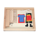 Baby Montessori Wooden DIY Mini Simulation Clothes Drying Frame Clothes Suit Toys for Children Basic Life Practice Training Toy