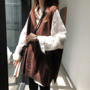 Hirsionsan V Neck Knitted Sweater Vest Women 2021 New Korean Cashmere Loose Vest Pullovers Female Solid Sleeveless Knitwear