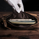 Cowhide Leather men Casual Fashion Travel Fanny Waist Belt Bag Chest Sling Bag Design Bum 7" Phone Case Pouch Male 8136-G