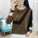 shintimes 拼色套头衫长袖 Sudadera Mujer 2021 秋冬大码女装连帽卫衣