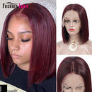 Fashion Lady Red 99j Lace Front Human Hair Wigs Brazilian Short bob lace Front Wigs Pre Colored Remy Human Hair Wig