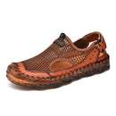 Summer Sandals Men Breathable Footwear Mesh With Hole Cow Leather Shoes Male Comfortable Soft Translucent Sole Men&
