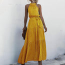 Summer Long Dress Women 2022 Polka Dot Casual Midi Dresses Black Halter Strapless Sundress Vacation Dress Clothes For Women