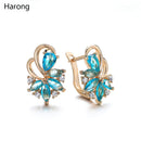 4 Color Noble Natural Zircon Flower Stud Earrings Red Green Color High Quality Earrings For Woman Aesthetic Luxury Jewelry Gift