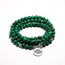 Tibetan 108 Mala Bracelet Malachite Stone Beads Bracelets Yoga Lotus OM Buddha 6 MM