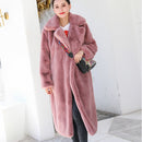 2022 New Women Winter Warm Faux Fur Coat Thick Women Long Coat Turn Down Collar Women Warm Coat Casaco Feminino
