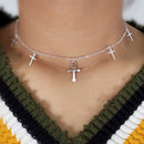 Silver Color Cross Necklaces &amp; Pendants for Women Choker Clavicle Chain Jewelry Femme Bijoux Collares