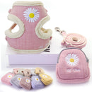 Dog Harness and Leash Set Snack Bag Soft Warm Embroidery Cat Harnesses Leash for Small Medium Dogs Vest Outdoor Walking