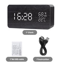 Alarm Clock LED Digital Wooden USB/AAA Powered Table Watch With Temperature Humidity Voice Control Snooze Electronic Desk Clocks