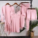 Kimono Robe Gown Women Lace Pajamas Sets Veste Polaire Suit Nightwear Bathrobe Summer Sleepwear Loose Pyjamas Pour Femme