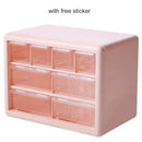 MINKYS Kawaii White/Pink 9 Grid ABS Drawer Desktop Organizer Desk Storage Box Free Sticker School Stationery Accessories