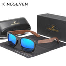 KINGSEVEN 新黑胡桃木偏光太阳镜 男士眼镜 手工制作 UV400 防护复古木盒
