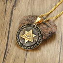 Vnox Antique Men Neckalces Triangle Eye of Providence Illuminati Pyramid All Seeing Eye Stainless Steel Pendants  Punk Jewelry