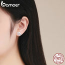 Bamoer 925纯银贝壳花朵耳钉女士密镶CZ时尚韩式精致珠宝BSE055