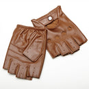 Genuine Leather Half Finger Gloves Men Summer Breathable Driving Semi-Finger Male Sheepskin Glove Non-Slip Fitness JT9006