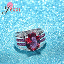Classic Red Crystal  Rings Wedding Engagement Pure 925 Sterling Silver Rings For Women Latest Style Accessory