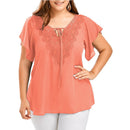 Plegie Large Size Lace Patchwork Shirt Womens Tops and Blouses Short Sleeve Big Size Blusas Femininas Blusas Mujer De Moda 2022