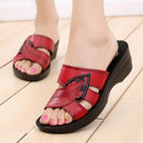 GKTINOO Women Slippers Shoes Genuine Leather Casual Slides Women Summer Shoes Retro Solid Mother Shoes Wedges Flip Flops