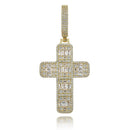 Quality Iced Out Asscher Cut Cross Pendant Necklace Mens/Women Micro Paved Hip Hop Gold Silver Color Bling Charm Chains Jewelry