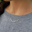 Lotus Fun Real 925 Sterling Silver Natural Original Handmade Fine Jewelry 18K Gold Bird on Branch Necklace for Women Gift Bijoux