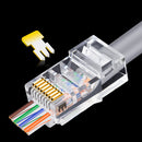 OULLX 20/50/100个RJ45连接器 6U镀金穿透式以太网电缆模块插头网络RJ-45水晶头 Cat5 Cat5e
