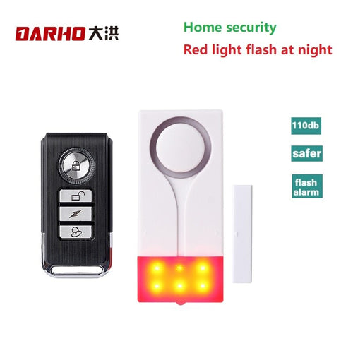Darho Red Flash Home Shop Security Bell  With Sound Window Door Magnet Sensor Detector Wireless Alarm System+Remote Controller