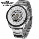 2016 WINNER Fashion Design Black mechanical Watch Steel Automatic watch men black stainless steel band business Relogio Male