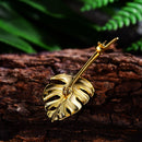 Lotus Fun Real 925 Sterling Silver Handmade Designer Fine Jewelry 18K Gold Creative Monstera Leaves Brooches for Women Bijoux