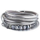 ALLYES Boho Leather Bracelets for Women Femme 5 Ceramic Beads Double Wrap Multilayer Men Bracelets & Bangles Female Jewelry Gift