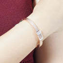 Brand Women Girls Crystal Cuff Charm Bangles Trendy Stainless Steel Belt Design Fashion Wedding Party Bangles Jewelry Gift