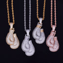 Boxing Gloves Pendant Necklace & Pendant Gold Color Iced Cubic Zircon Men's Hip Hop Jewelry