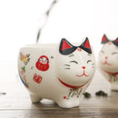 Cute Japanese Lucky Cat Porcelain Tea Set Creative Maneki Neko Ceramic Tea Cup Pot with Strainer Lovely Plutus Cat Teapot Mug