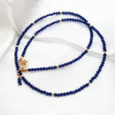 Lii Ji Lab-Created Sapphire 2mm 925 Sterling Silver 18K Gold Plated Choker Sparkling Necklace Delicate Jewelry Female Necklace