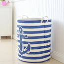 New Stripe anchor Laundry Hamper folding waterproof Clothes Storage Baskets Home decoration barrel kids toy organizer basket
