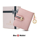 FOXER Card Holder Split Leather Women's Wallets Designer Coin Purse Girl's Zipper Wallet High Quality Short Wallet with Pendant
