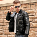 Men Winter Warm Genuine Leather White Duck Down Jackets Flight Coats Large Size Real Leather Sheepskin Bomber Jackets Aviation