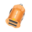 USLION Mini 2 Port USB Car Charger Adapter For iPhone Samsung QC3.0 Fast Charging USB Charger Mobile Phone Dual USB Car-charger