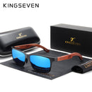 KINGSEVEN 设计师手工女士太阳镜男士偏光天然布宾加木+铝时尚太阳镜方框UV400