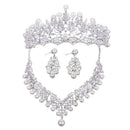 Fashion Crystal Pearl Costume Jewelry Sets Rhinestone Statement Necklace Earrings Crown Tiaras Set Women Wedding Jewelry Sets