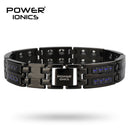 Power Ionics男士黑/蓝/红碳纤维100%纯钛磁疗手链腕带，改善血液循环