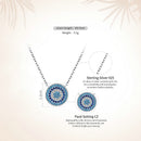 BAMOER Popular 925 Sterling Silver Round Blue Crystal Lucky Blue Eyes Women Pendant Necklaces Authentic Silver Jewelry SCN099