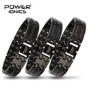 Power Ionics男士黑/蓝/红碳纤维100%纯钛磁疗手链腕带，改善血液循环