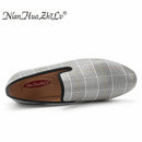 men's casual shoes 2019 Luxury men shoes chequered leather Handmade luxurious flats men's fashion  loafers