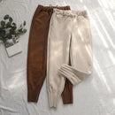 Casual Autumn Winter Women Pants Korean Elastic High Waist Pockets Suede Harem Pants Trousers Women Pantalon Femme