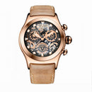 Reef Tiger/RT Chronograph Sport Watches for Men Skeleton Dial with Date Three Counters Luminous Rose Gold Unique Watches RGA792