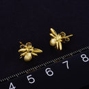 Lotus Fun 纯银 925 小蜜蜂耳环 天然设计师精品珠宝 可爱 18K 金蜜蜂耳钉 女士款