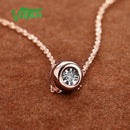 VISTOSO Gold Pendant For Women Pure 14K 585 Rose/white Gold Illusion-Set Miracle Plate Diamond Pendant Round Circle Fine Jewelry