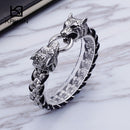 KALEN Punk Animal Wolf Charm Bracelets Men Stainless Steel Pulseira Masculina Leather Wristband Boho Jewelry